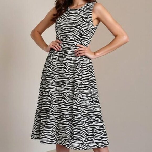 J. Crew Tiered Midi Dress Sleeveless Zebra Print 4 NWT - Picture 1 of 13